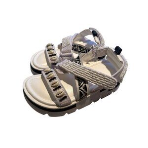NWB Farm Rio White Platform Shell Embellished Sandals Women's Size 7 $165 [jb]